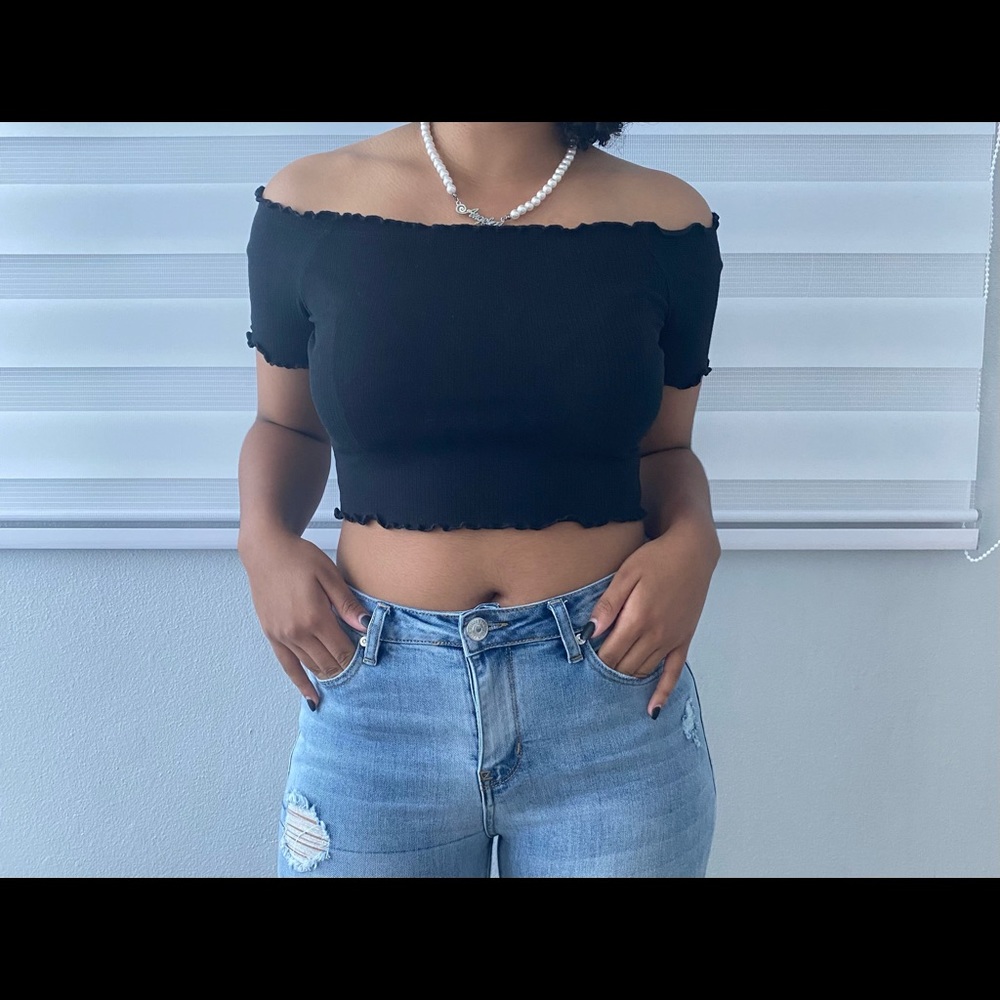 Black Crop Top, Large
